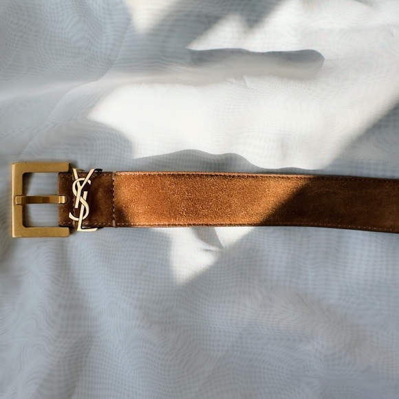 YSL | 3cm Cassandre Belt in Brick Suede - Picture 3 of 9